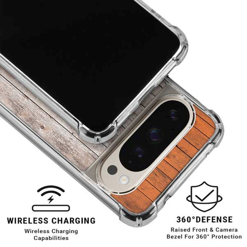 Ireland Flag Dark Wood Pixel 9/9 Pro Clear Case